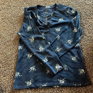 Aerie Waffle Knit Floral long sleeve top